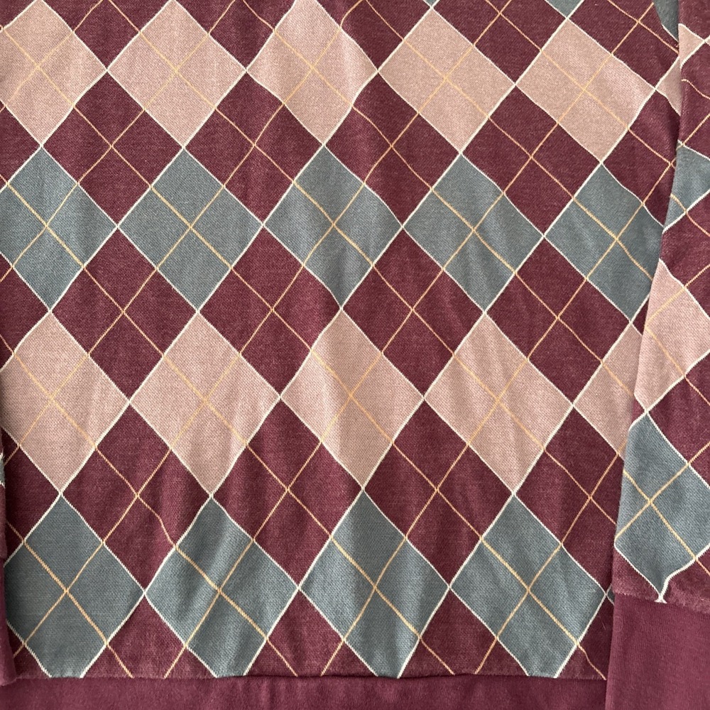 Obey Mens Medium Long Sleeve Polo Shirt Argyle pattern 100% cotton preppy - Picture 2 of 8